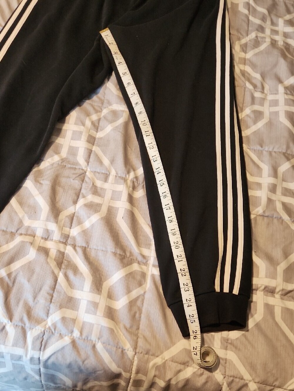 adidas Boys L Black Jogger Sweatpants with White Stripes - Picture 5 of 6
